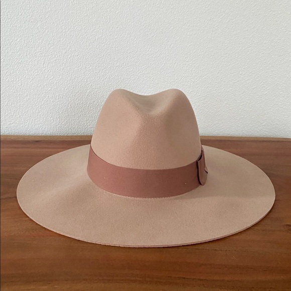 Brixton Joanna neutral felt wool hat wide floppy brim fedora grosgrain ribbon M - Picture 3 of 16